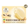 Carrefour extra 4 bâtonnets glace chocolat blanc coeur vanille 300g