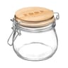 Bocal en verre avec couvercle en bois 0.5 L "wording"