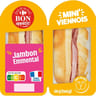 Carrefour Bon Appetit mini viennois jambon emmental x2 130g