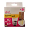 Carrefour ampoule LED fil sphérique 60W E27 x2