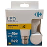Carrefour ampoule LED spérique 40W B22 lot de 2