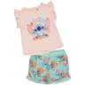 Ensemble court 2 pièces stitch fille ROSE / AQUA AOP STITCH 36 MOIS