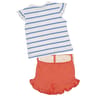 Ensemble court 2 pièces fille BLANC RAYE BLEU/ORANGE 36MOIS
