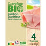 Carrefour bio jambon supérieur sans couenne 4 tranches 160g