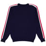 Pull col rond bandes épaule homme MARINE XXL