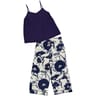 Pyjama long top femme BLANC NAVY AOP T46