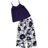 Pyjama long top femme BLANC NAVY AOP T46