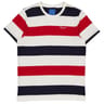 Tee-shirt manches courtes maille mousse rayé homme BLANC/MARINE XXL