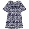 Robe manches 3/4 femme IMP. MARINE/BLANC T52