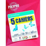 Carrefour lot de 5 cahiers agrafes 240x320 48 pages 90 grammes seyes polypro coloris assortis