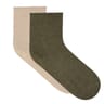 2 paires de socquettes coton bio bord roulotte femme Le Bourget KAKI/ SABLE 37/41