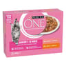 Purina one chat junior effilés en sauce saumon poulet 8x85g - 680g