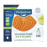 Delpierre saumon fumé au bois de hêtre origine Irlande bio 4 tranches 110g