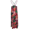 Robe longue fines bretelles IMP. FEUILLAGE FUCHSIA/VERT T44