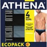 Lot de 4 slips basic colors homme Athena 2400 NOIR/ GRIS / NOIR / GRIS T3