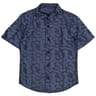 Chemise manches courtes garçon BLEU AOP FEUILLES 6 ANS
