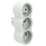 Multiprise 3 prises frontal blanc gris