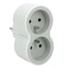 Multiprise 2 prises frontal blanc gris