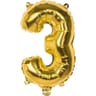 Ballon métallisé or chiffre 3 hauteur 36cm