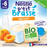 Nestlé p'tit brassé bio abricot dès 6 mois 4x90g