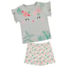 Pyjashort fille VERT D'EAU/BLANC AOP 10 ANS