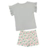 Pyjashort fille VERT D'EAU/BLANC AOP 10 ANS