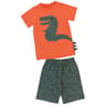 Pyjashort manches courtes garçon ORANGE/KAKI AOP 6 ANS