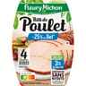 Fleury michon 4 tranches de roti de poulet cuit -25% de sel , conservation sans nitrite 150g
