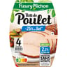 Fleury michon 4 tranches de roti de poulet cuit -25% de sel , conservation sans nitrite 150g
