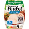 Fleury michon 4 tranches de roti de poulet cuit -25% de sel , conservation sans nitrite 150g
