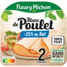 Fleury michon blanc de poulet sel réduit de 25% 2 tranches 80 g