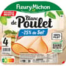Fleury michon 4 tranches blanc de poulet -25%sel 160g