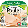 Fleury michon blanc de poulet halal conservation sans nitrire 6 tranches fines 180g