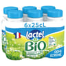 Lactel lait bio 1/2 écrémé bouteille 6x25cl