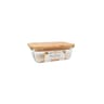 Boîte verre rectangle avec couvercle bambou 370ml