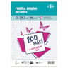 Carrefour 200 feuilles simples perforées 21x29.7 cm petits carreaux 5x5