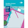 Carrefour 200 feuilles simples perforées 21x29.7 cm petits carreaux 5x5