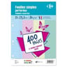 Carrefour 400 feuilles simples perforées de couleur 21x29.7 cm grands carreaux