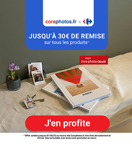 Code promo sur les tirages photos et les livres photos Cora x Cewe
