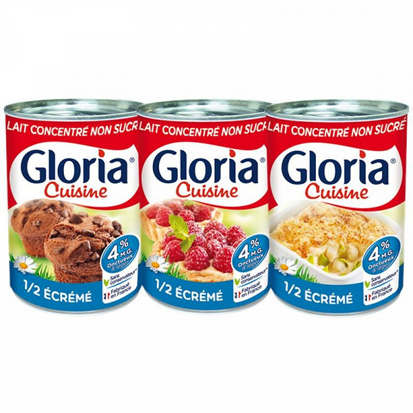 Gloria Lait 1 2 Ecreme Concentre Non Sucre 4 Mat Gr 3x410g Gloria Lait 1 2 Ecreme Concentre Non Sucre 4 Mat Gr 3x410g