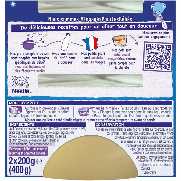 Nestle P Tit Souper Puree Du Soir Aux 7 Legumes Des 8 Mois 2x0g