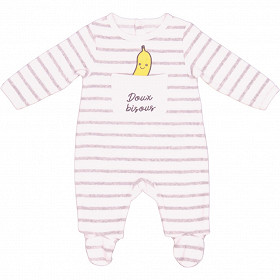 Dors bien velours garçon BLANC/GRIS CHINE BANANE 12 MOIS