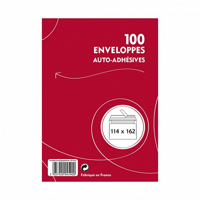 100 enveloppes auto adhésives 114x162mm en 72gr 