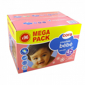 Cora baby couches bébé taille 4+ (9 à 20kg) méga pack x96