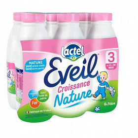Lactel éveil lait de croissance nature de 12 à 36 mois 6x1l