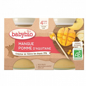 Babybio compote pomme mangue sans gluten 4 mois 2 x 130g
