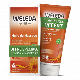 Weleda huile de massage arnica 200ml et gel douche offert 200ml