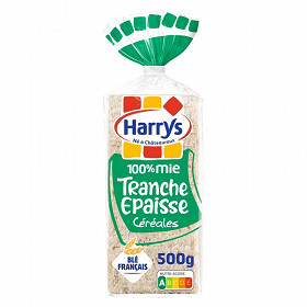 Harry's pain de mie 100% mie tranche épaisse céréales sans croute 500g