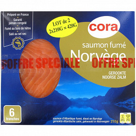 Cora lot saumon fumé Norvège 2 x 6 tranches 420g