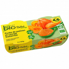 Nature bio pot purée de potiron et courge butternut dès 4/6 mois 2x120g
